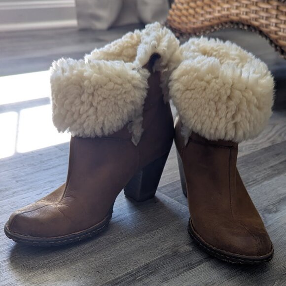 Born brown shearling lined Donna Booties  size 7.5 - Picture 4 of 5